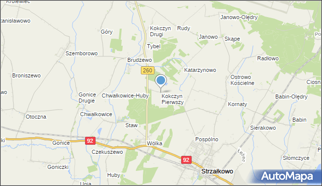 mapa Kokczyn Pierwszy, Kokczyn Pierwszy na mapie Targeo